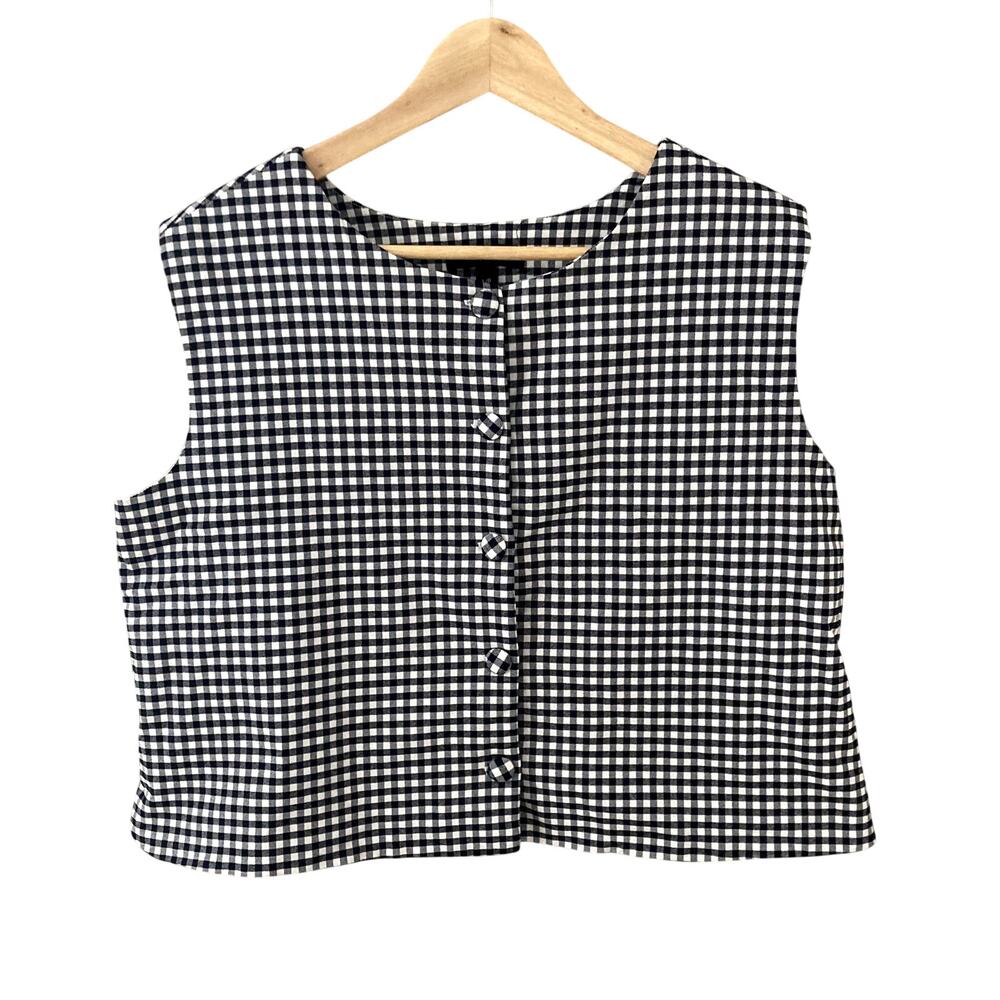 Autres Filles Black White Gingham Vest Large Preppy Academia Boxy